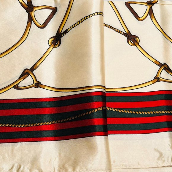 🐎 Women’s Silk-Effect Scarf – Equestrian-Inspired Elegance - Picture 2 of 3
